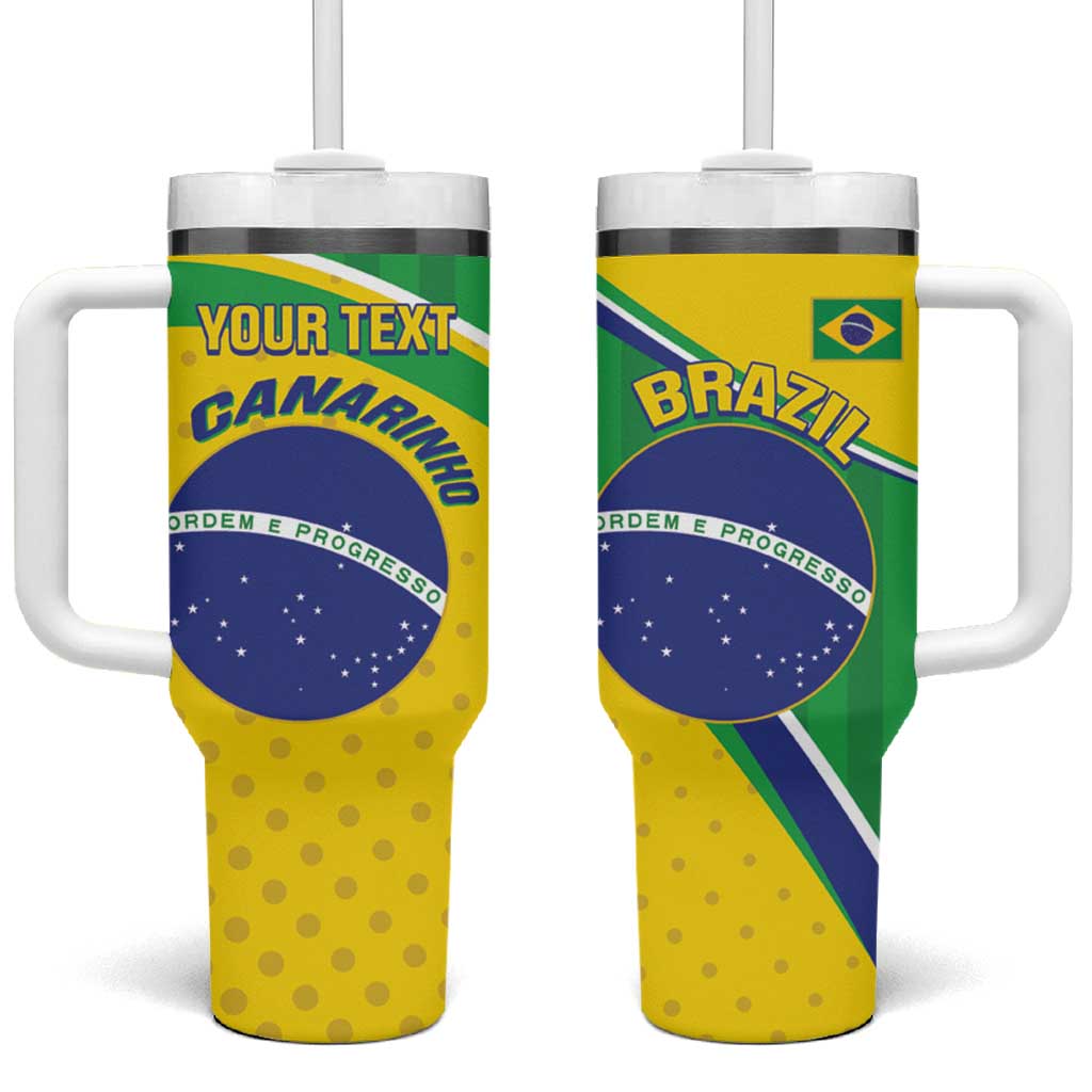 Custom Brazil Football Tumbler With Handle Vamos Canarinho