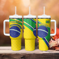 Custom Brazil Football Tumbler With Handle Vamos Canarinho