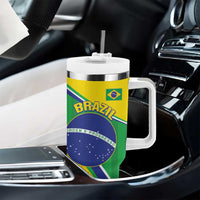 Custom Brazil Football Tumbler With Handle Vamos Canarinho