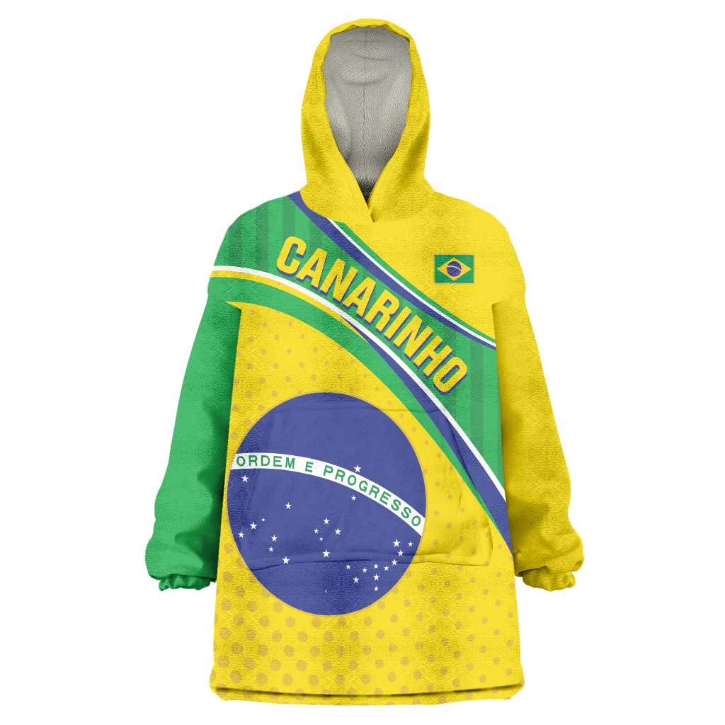 Custom Brazil Football Wearable Blanket Hoodie Vamos Canarinho