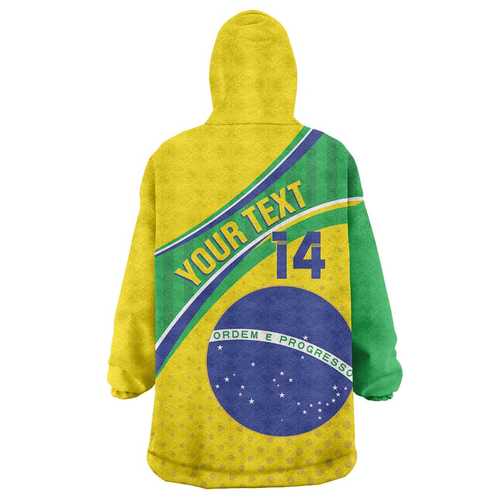 Custom Brazil Football Wearable Blanket Hoodie Vamos Canarinho