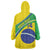 Custom Brazil Football Wearable Blanket Hoodie Vamos Canarinho