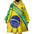 Custom Brazil Football Wearable Blanket Hoodie Vamos Canarinho