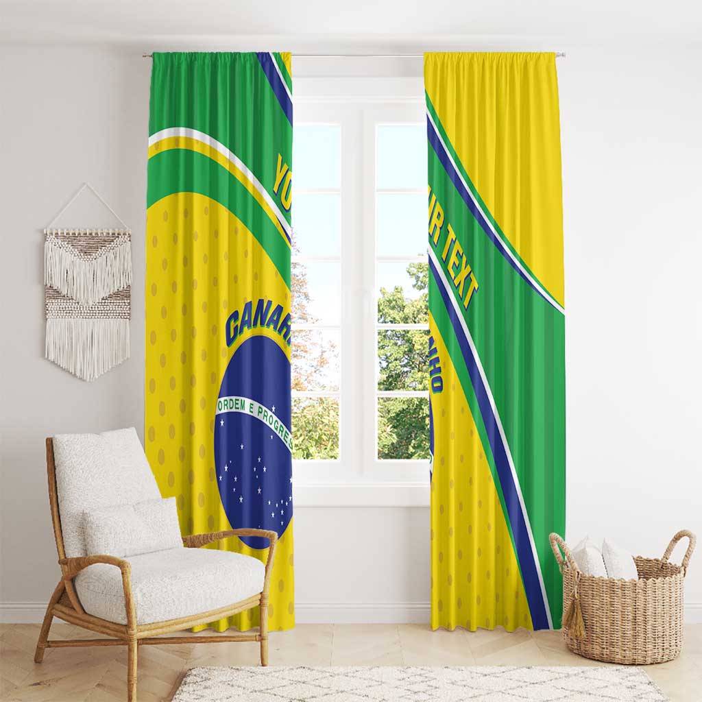 Custom Brazil Football Window Curtain Vamos Canarinho