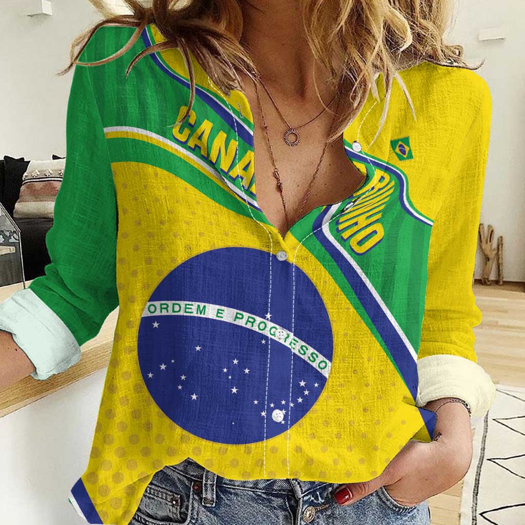 Custom Brazil Football Women Casual Shirt Vamos Canarinho