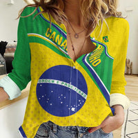 Custom Brazil Football Women Casual Shirt Vamos Canarinho