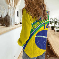 Custom Brazil Football Women Casual Shirt Vamos Canarinho