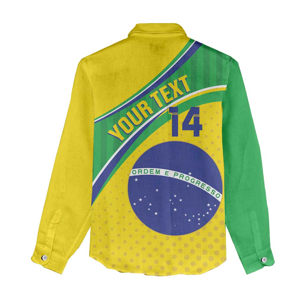 Custom Brazil Football Women Casual Shirt Vamos Canarinho