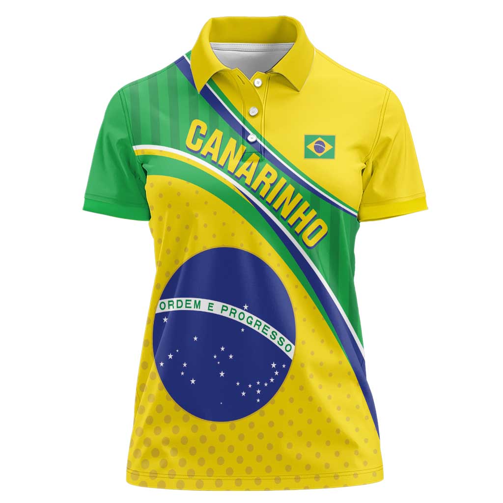 Custom Brazil Football Women Polo Shirt Vamos Canarinho