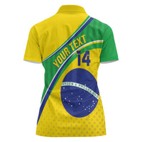Custom Brazil Football Women Polo Shirt Vamos Canarinho