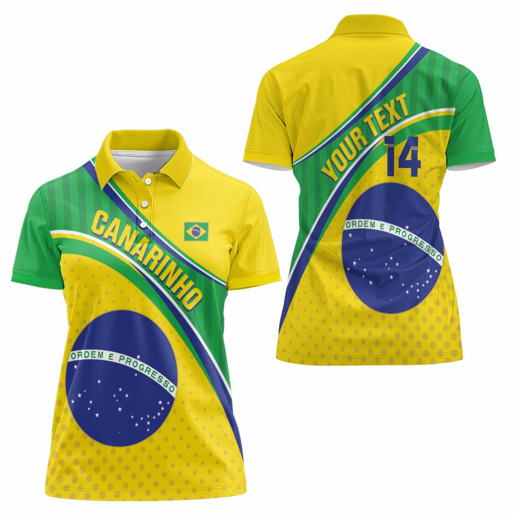 Custom Brazil Football Women Polo Shirt Vamos Canarinho