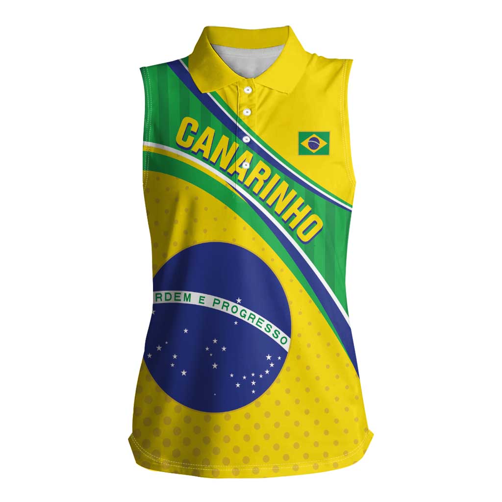 Custom Brazil Football Women Sleeveless Polo Shirt Vamos Canarinho