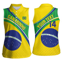 Custom Brazil Football Women Sleeveless Polo Shirt Vamos Canarinho