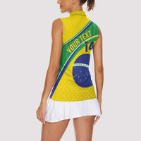 Custom Brazil Football Women Sleeveless Polo Shirt Vamos Canarinho