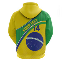 Custom Brazil Football Zip Hoodie Vamos Canarinho