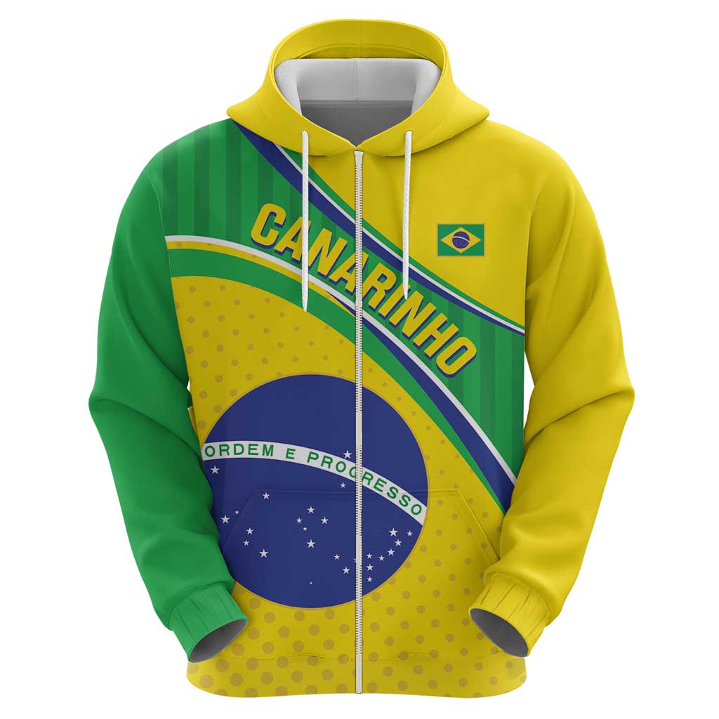 Custom Brazil Football Zip Hoodie Vamos Canarinho