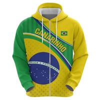 Custom Brazil Football Zip Hoodie Vamos Canarinho