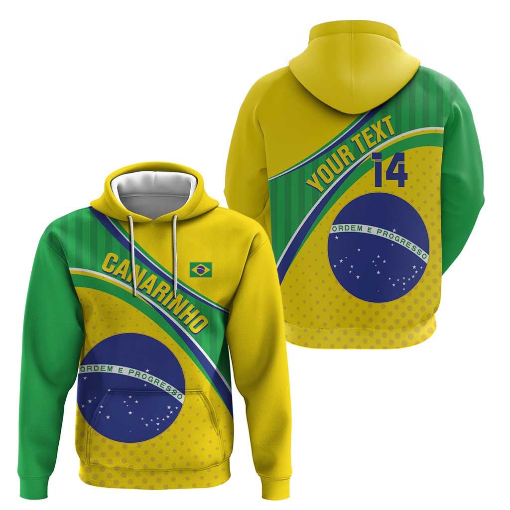 Custom Brazil Football Zip Hoodie Vamos Canarinho