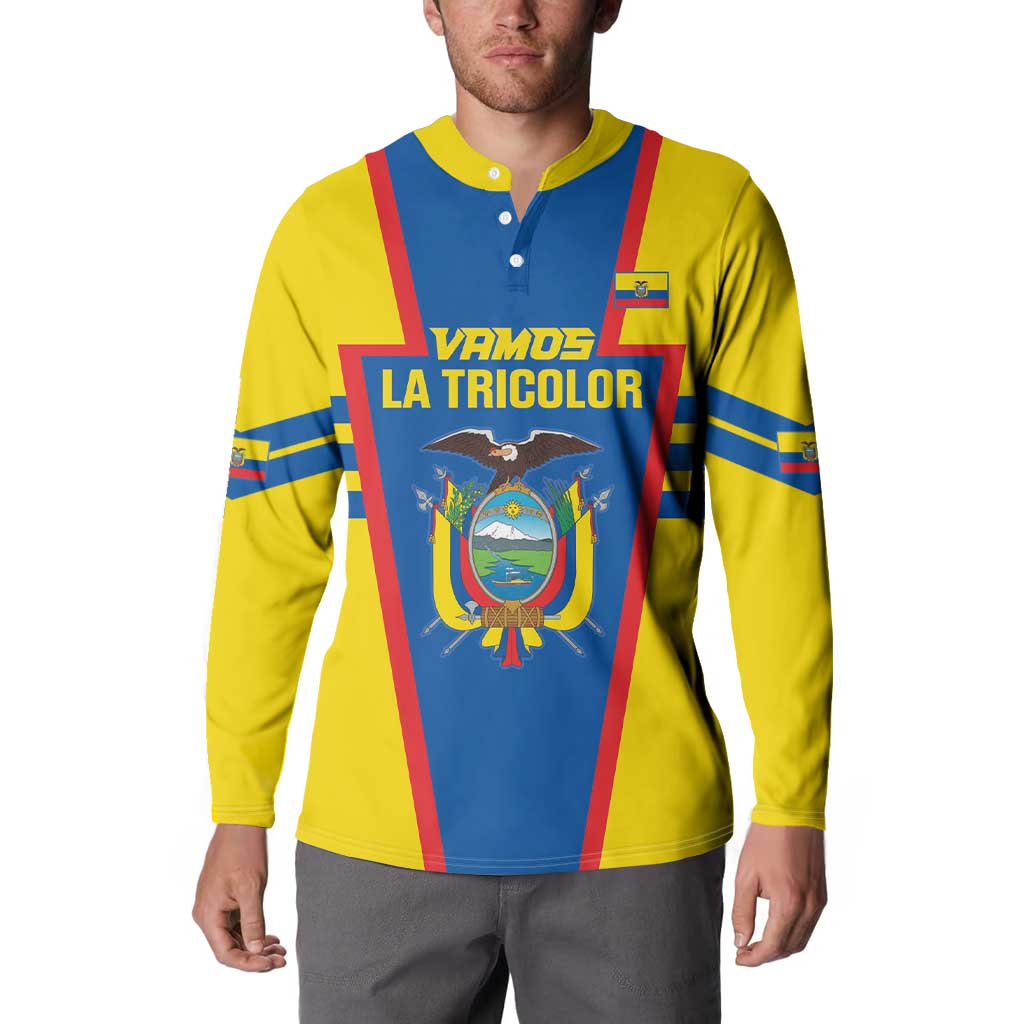 Custom Ecuador Football Button Sweatshirt Vamos La Tricolor