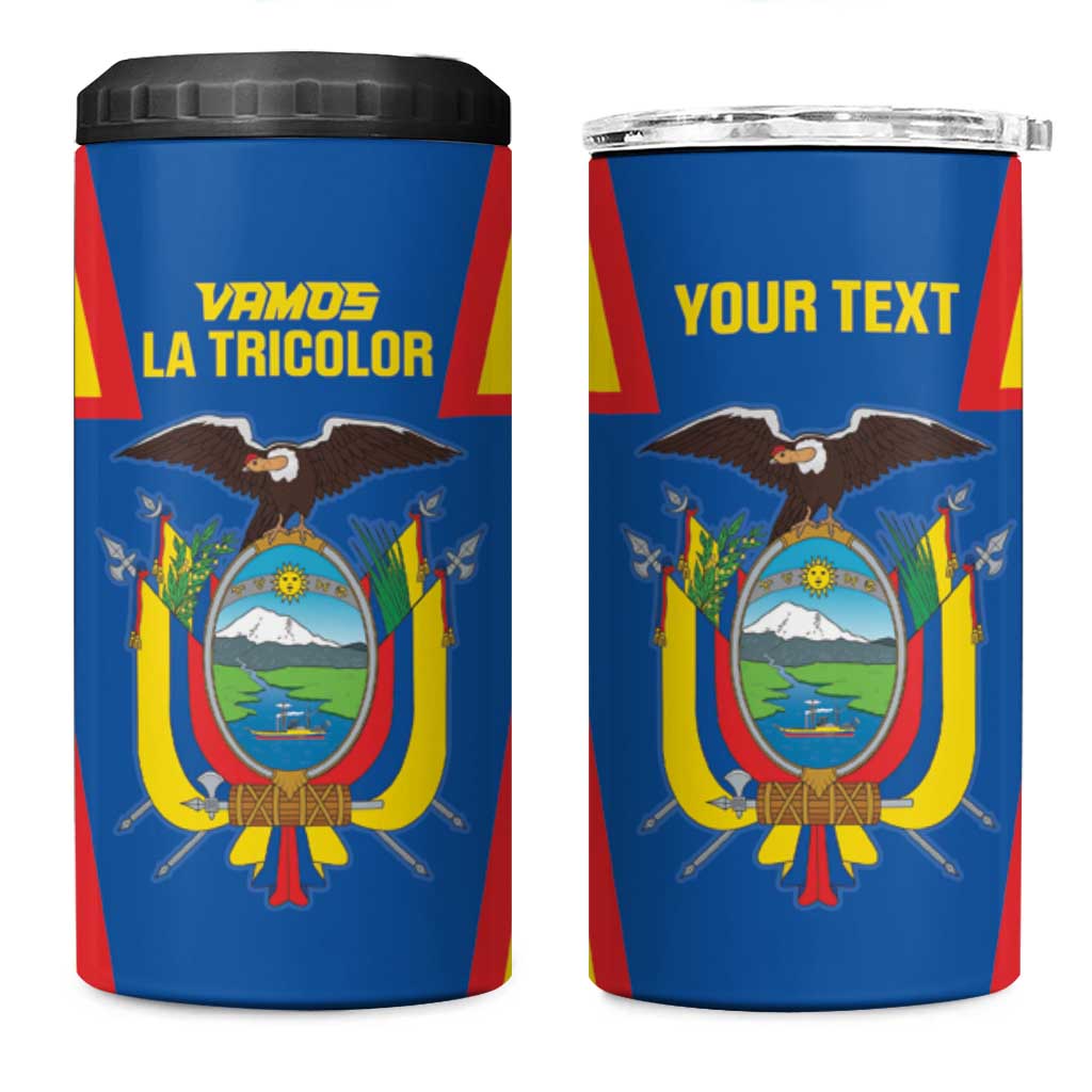 Custom Ecuador Football 4 in 1 Can Cooler Tumbler Vamos La Tricolor