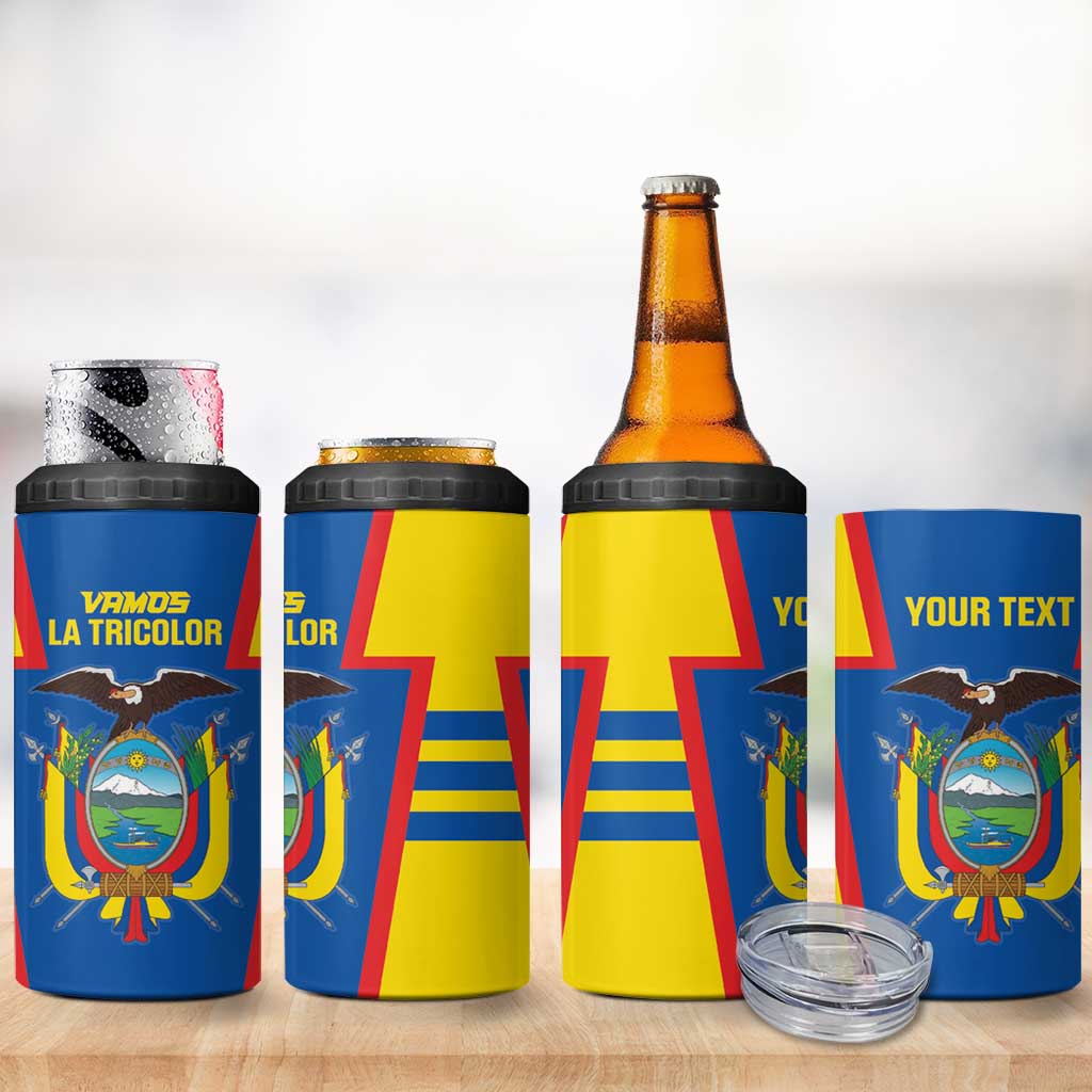 Custom Ecuador Football 4 in 1 Can Cooler Tumbler Vamos La Tricolor