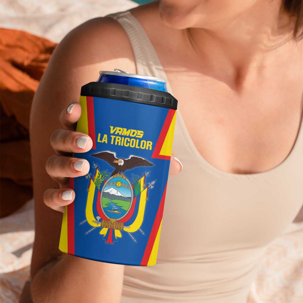 Custom Ecuador Football 4 in 1 Can Cooler Tumbler Vamos La Tricolor