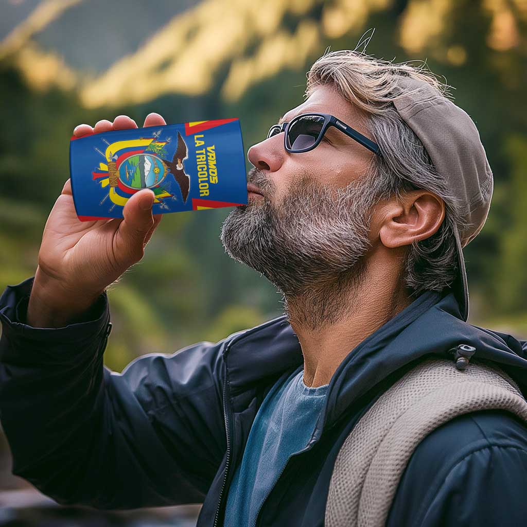 Custom Ecuador Football 4 in 1 Can Cooler Tumbler Vamos La Tricolor