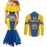 Custom Ecuador Football Couples Matching Mermaid Dress and Long Sleeve Button Shirt Vamos La Tricolor