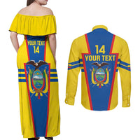 Custom Ecuador Football Couples Matching Off Shoulder Maxi Dress and Long Sleeve Button Shirt Vamos La Tricolor