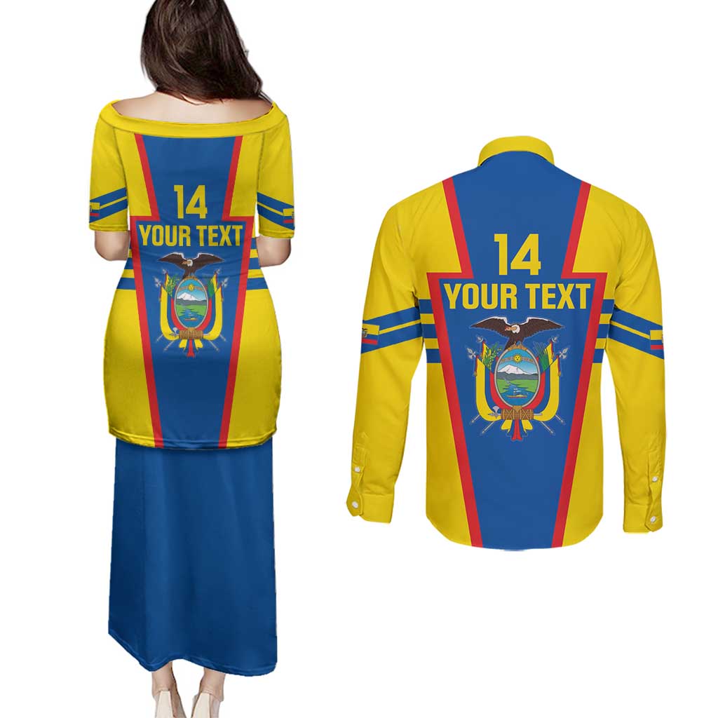 Custom Ecuador Football Couples Matching Puletasi and Long Sleeve Button Shirt Vamos La Tricolor