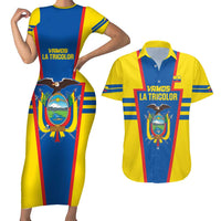 Custom Ecuador Football Couples Matching Short Sleeve Bodycon Dress and Hawaiian Shirt Vamos La Tricolor