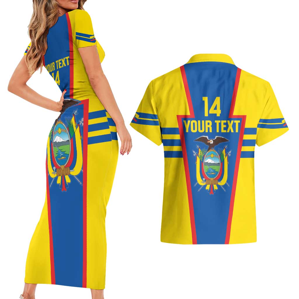Custom Ecuador Football Couples Matching Short Sleeve Bodycon Dress and Hawaiian Shirt Vamos La Tricolor