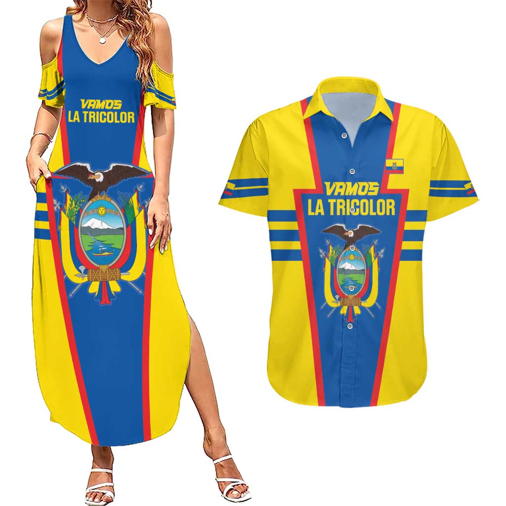 Custom Ecuador Football Couples Matching Summer Maxi Dress and Hawaiian Shirt Vamos La Tricolor