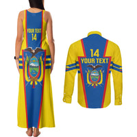 Custom Ecuador Football Couples Matching Tank Maxi Dress and Long Sleeve Button Shirt Vamos La Tricolor