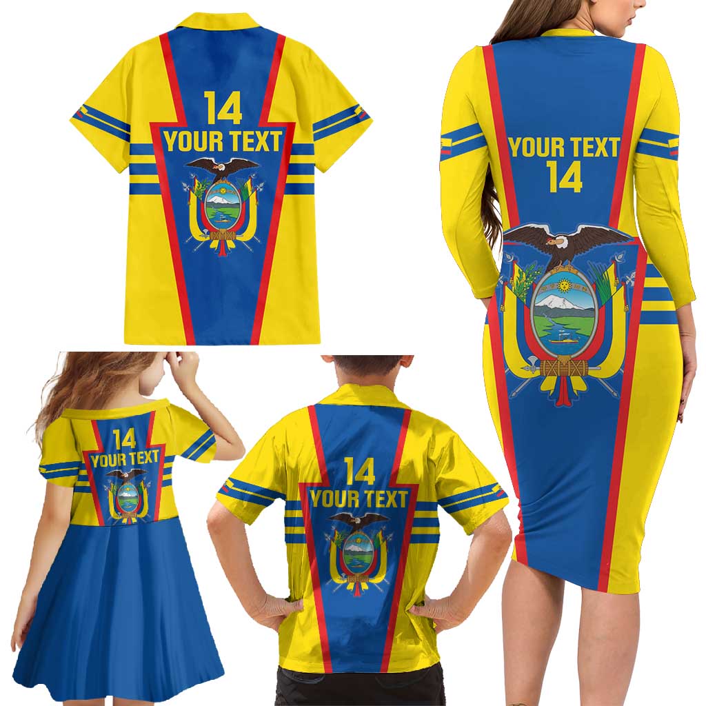 Custom Ecuador Football Family Matching Long Sleeve Bodycon Dress and Hawaiian Shirt Vamos La Tricolor