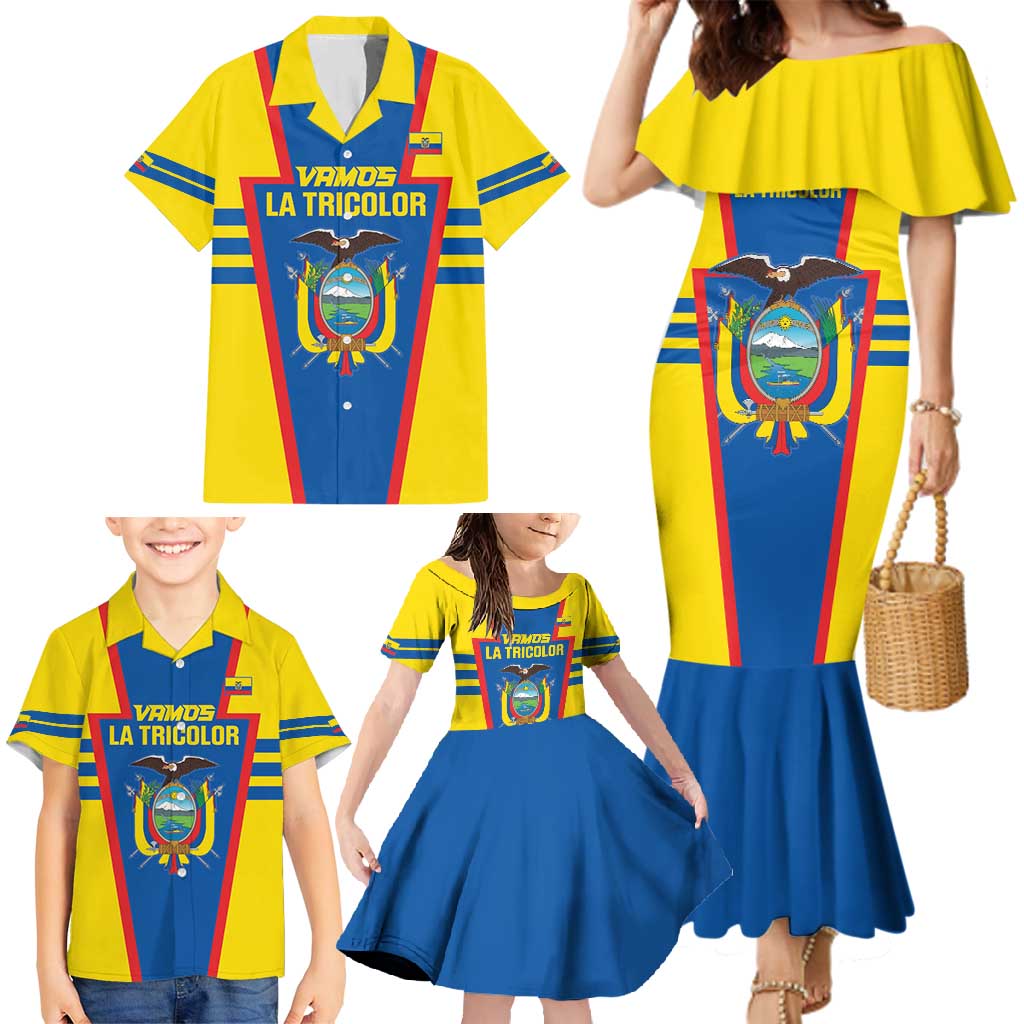 Custom Ecuador Football Family Matching Mermaid Dress and Hawaiian Shirt Vamos La Tricolor