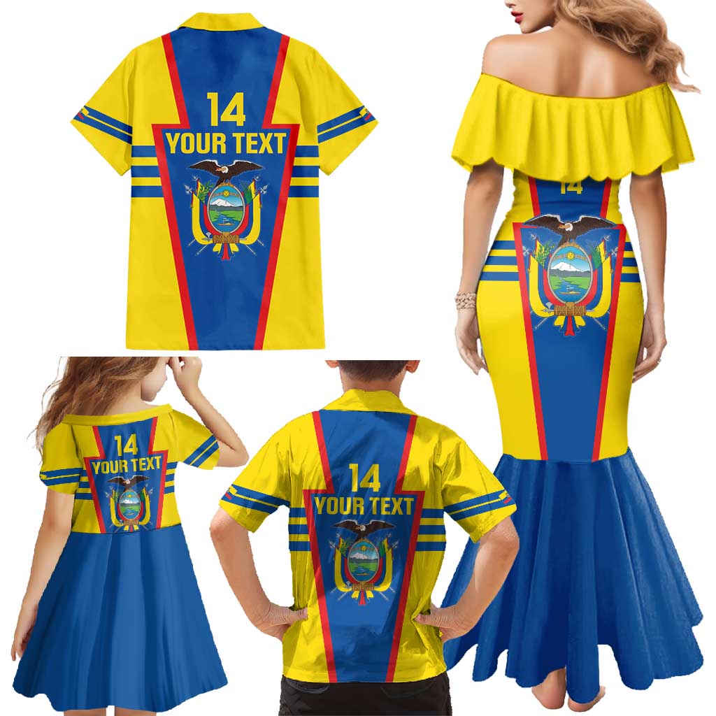 Custom Ecuador Football Family Matching Mermaid Dress and Hawaiian Shirt Vamos La Tricolor