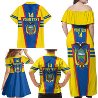 Custom Ecuador Football Family Matching Off Shoulder Maxi Dress and Hawaiian Shirt Vamos La Tricolor