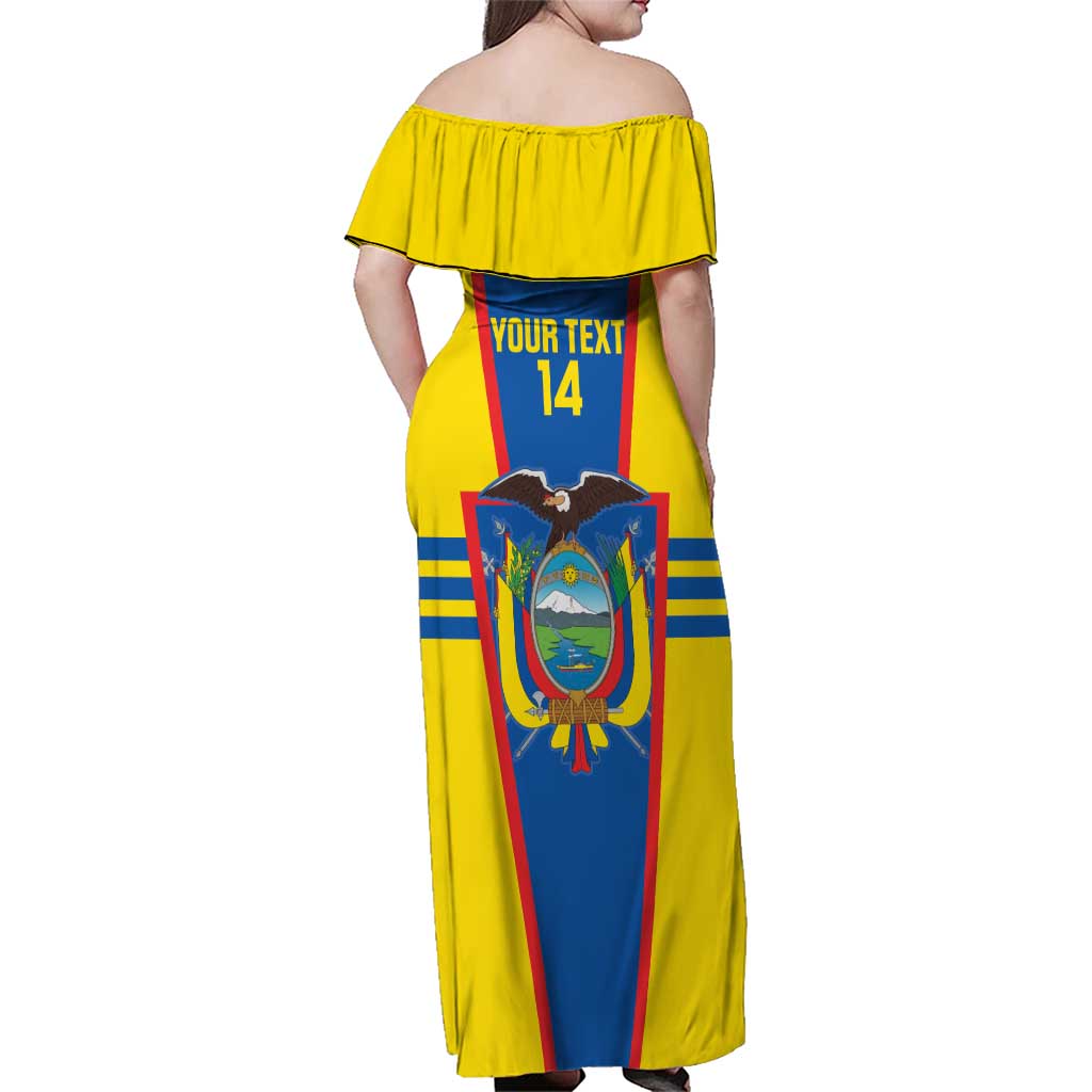 Custom Ecuador Football Family Matching Off Shoulder Maxi Dress and Hawaiian Shirt Vamos La Tricolor