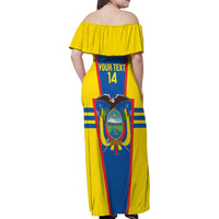 Custom Ecuador Football Family Matching Off Shoulder Maxi Dress and Hawaiian Shirt Vamos La Tricolor