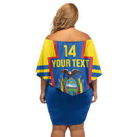 Custom Ecuador Football Family Matching Off Shoulder Short Dress and Hawaiian Shirt Vamos La Tricolor