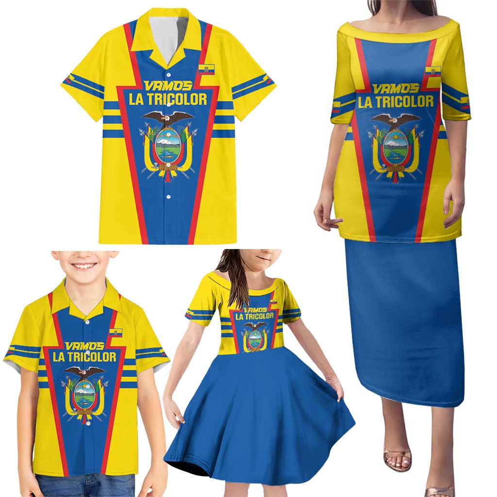 Custom Ecuador Football Family Matching Puletasi and Hawaiian Shirt Vamos La Tricolor