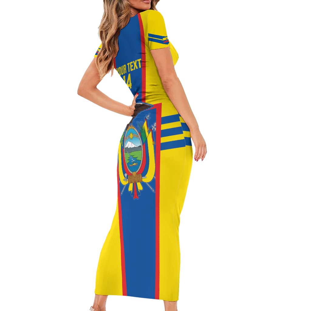 Custom Ecuador Football Family Matching Short Sleeve Bodycon Dress and Hawaiian Shirt Vamos La Tricolor