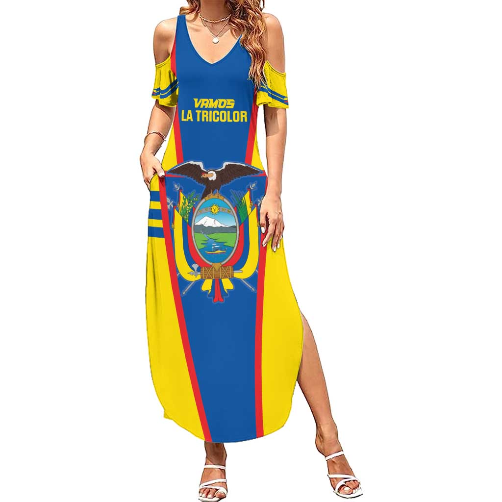 Custom Ecuador Football Family Matching Summer Maxi Dress and Hawaiian Shirt Vamos La Tricolor