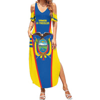 Custom Ecuador Football Family Matching Summer Maxi Dress and Hawaiian Shirt Vamos La Tricolor