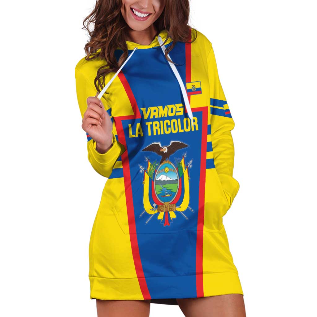 Custom Ecuador Football Hoodie Dress Vamos La Tricolor