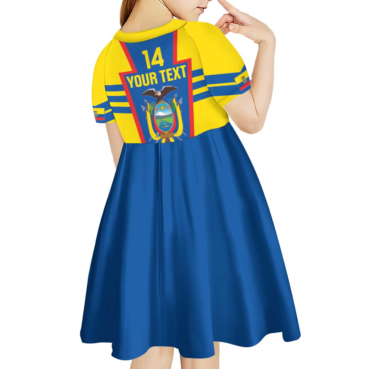 Custom Ecuador Football Kid Short Sleeve Dress Vamos La Tricolor