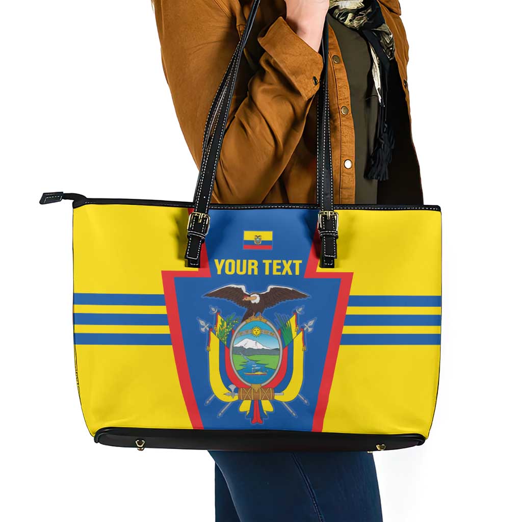 Custom Ecuador Football Leather Tote Bag Vamos La Tricolor