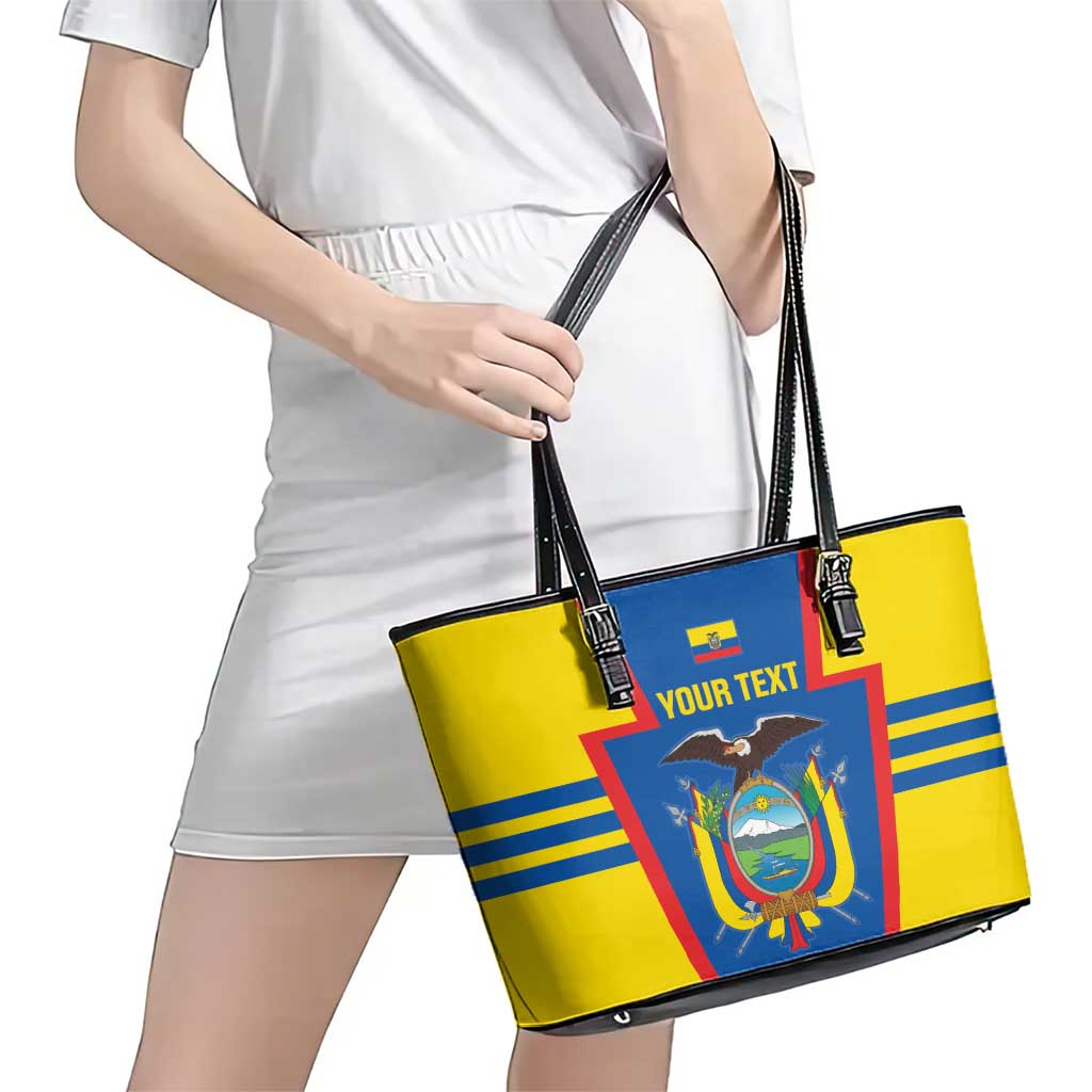Custom Ecuador Football Leather Tote Bag Vamos La Tricolor