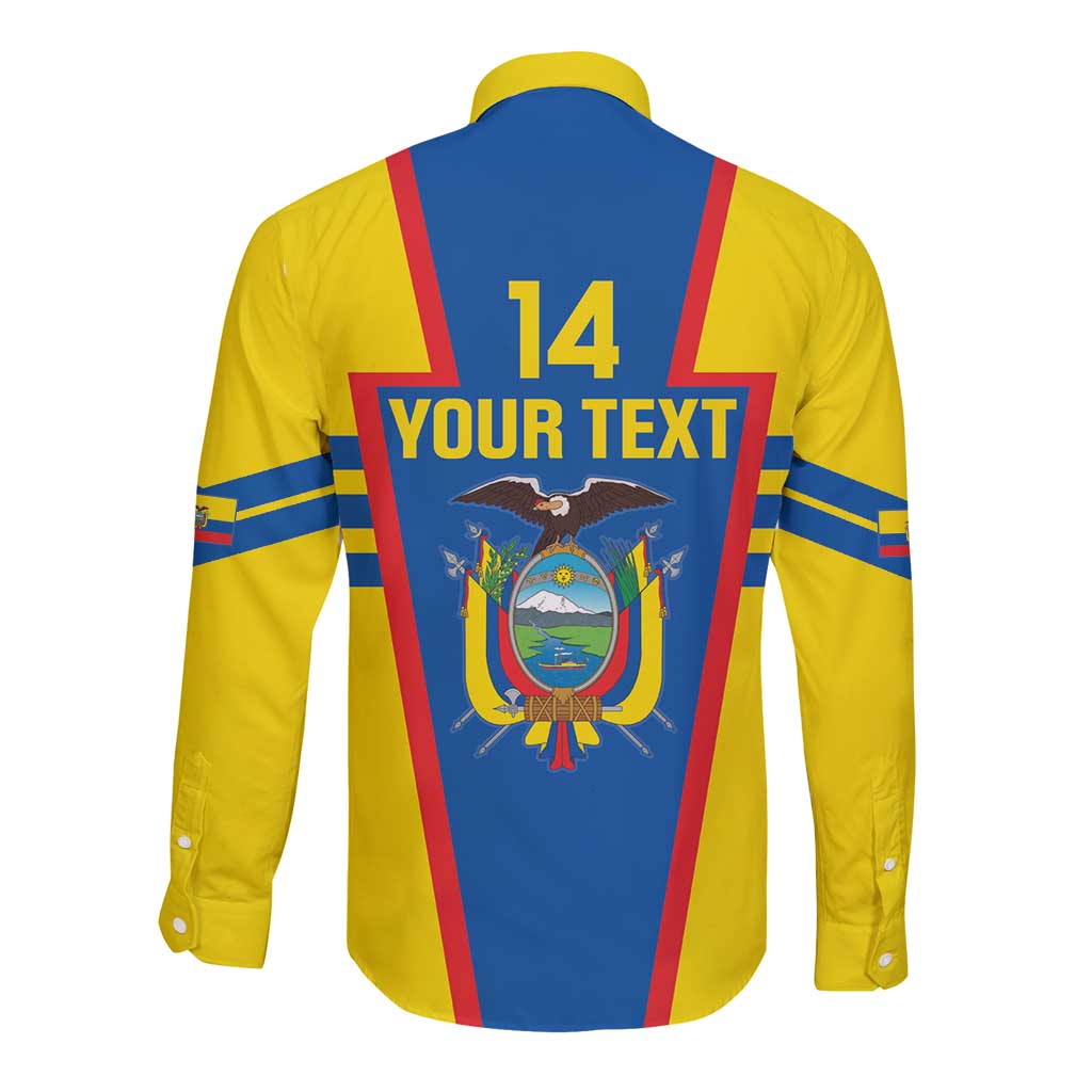 Custom Ecuador Football Long Sleeve Button Shirt Vamos La Tricolor